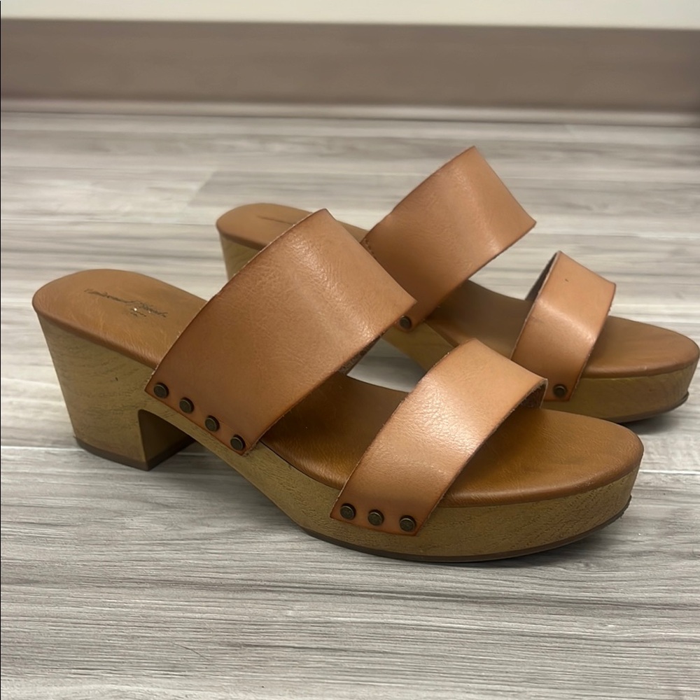 Universal Thread Tan Mules with Studded Details